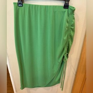 Green Midi Skirt Side Tie Asymmetrical Adjustable Ruching Open Edit Nordstrom